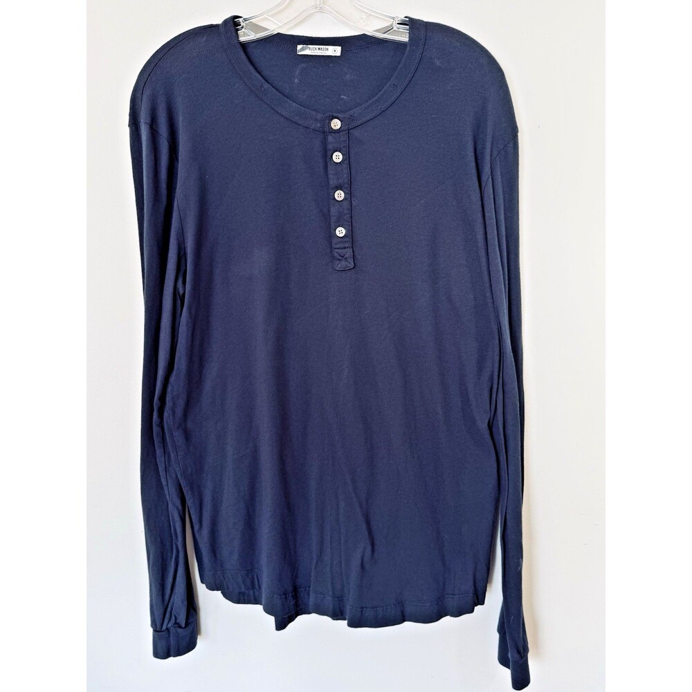 Buck Mason Navy Distressed Long Sleeve Henley M Workwear Utility Farmcore